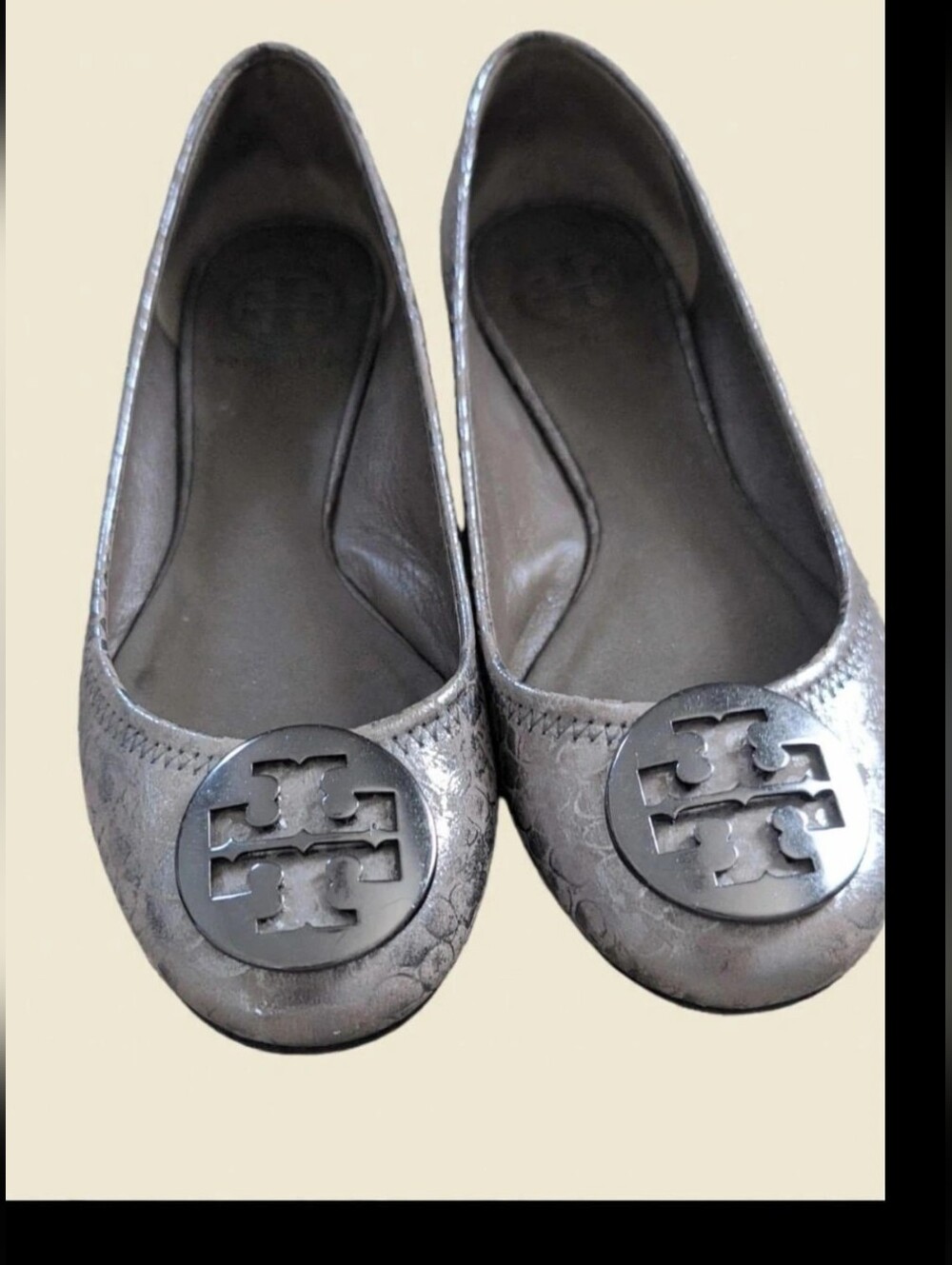 Tory Burch Reva Ballet Metallic Cobra.